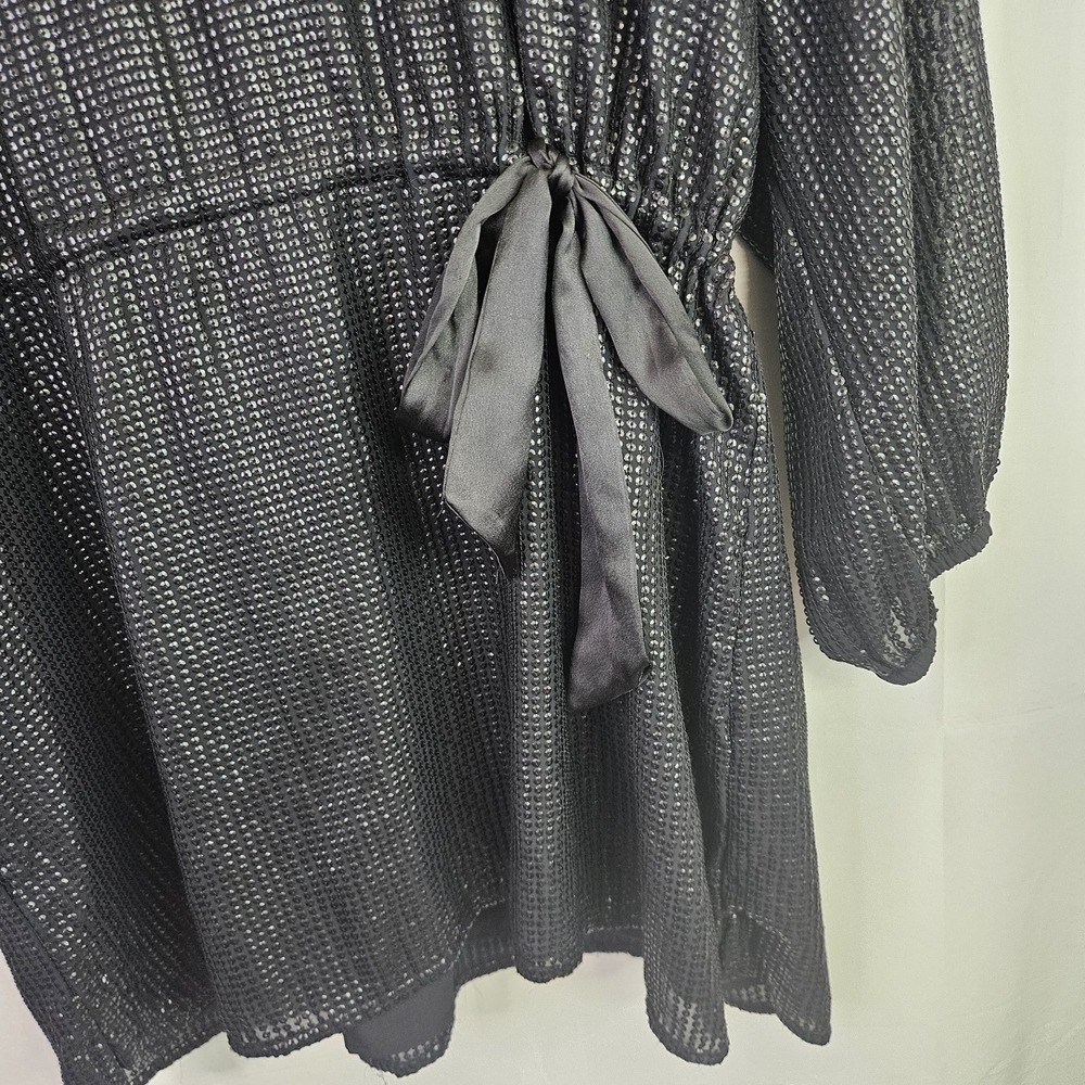 Something Navy Women Black Sequined Drawstring‎ Raglan Mini Dress XXL NWT - Picture 3 of 16